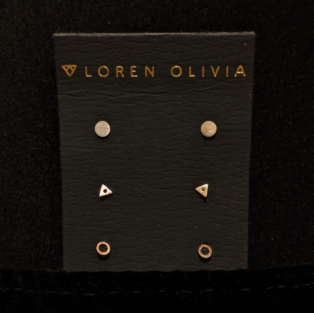 Loren Olivia minimalist stud set of 3 pairs